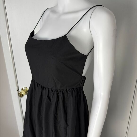 Commense‎ Boho Pleated Solid Black Backless Tiered Evening Cocktail Maxi Dress S - Picture 9 of 17